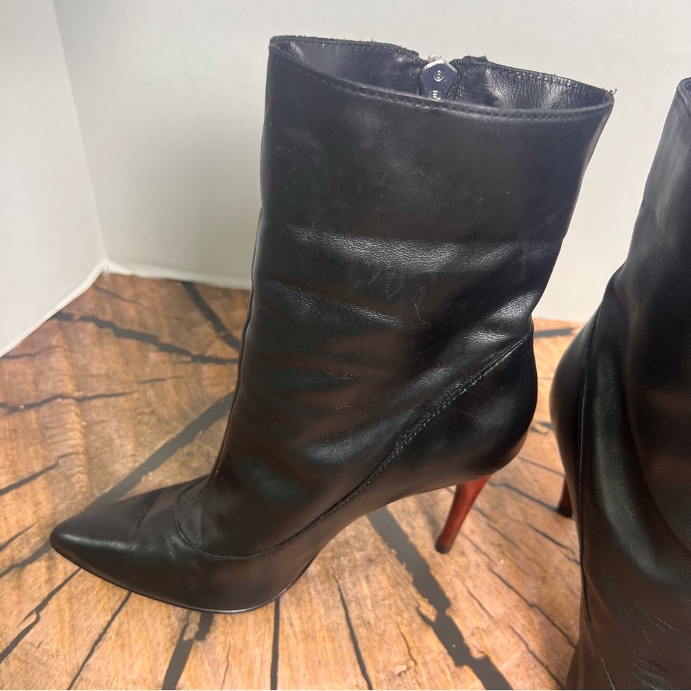 DMSX By Donald J Pliner Black Leather Women's 8M Zip up High Heel Boots‎ - Picture 5 of 7